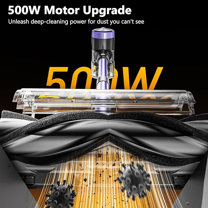 Cordless Vacuum Cleaner 46Kpa/55 Mins Vacuum Cleaners for Home Self-Standing Stick Vacuum Purple
