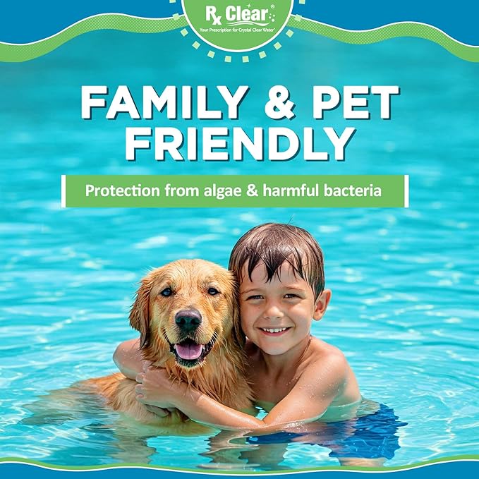 Rx Clear 1 Inch Chlorine Tabs | 5 Pounds | Use Tablets as Bactericide Algaecide &amp Disinfectant in Swimming Pools | Stabilized Long Lasting Slow Dissolving &amp UV Protected