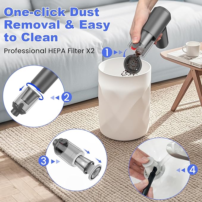 Foldable Cordless Vacuum &amp Air Duster - 16000PA Brushless Motor
