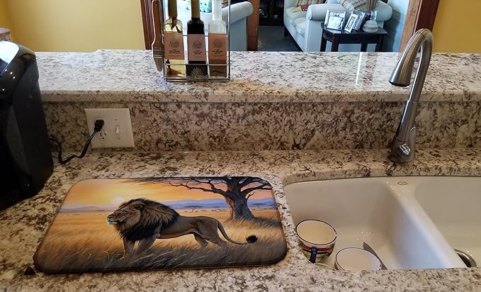 Caroline's Treasures Lions at Dawn Dish Drying Mat Absorbent Dish Drying Mat Pad for Kitchen Counter Dish Drainer Mat for Countertop 14 x 21 Multicolor