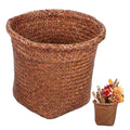 1pc Straw Woven Wastebasket Natural Design Office Trash Container Home Trash Can