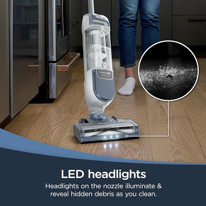 Shark Freestyle Max Cordless Upright Vacuum Multi-Surface Cleaning Lightweight Easy Maintenance with Large Dust Cup and 2-Speed Brushroll LED Headlights Nordic Blue SV2002