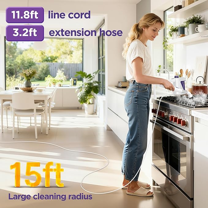 Steam Cleaner HandheldPortable Detail Steamer for Car with 13-piece Kit230°F Steaming for BathroomGroutTile&ampShowerMini Cleaner Running the Boiler at 25 psiSafety Valve Splash-Free