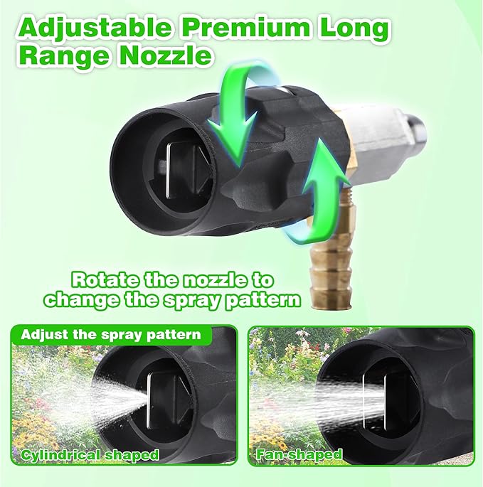JOEJET Downstream Injector for Pressure Washer Adjustable Chemical Injector Kit Variable Power Washer Long Range Nozzle External Injection 45 FT Siphon Hose 4-4.5 GPM