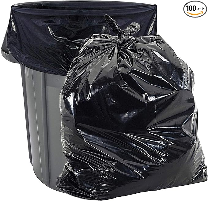 Aluf Plastics 56 Gallon 1.3 MIL Heavy Duty Garbage Bags - 43 x 47 - Pack of 100 - For Home Outdoor &amp Commercial