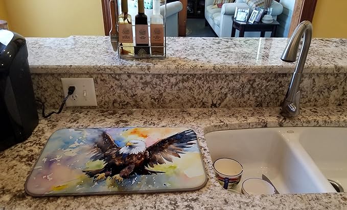 Caroline's Treasures DAC3212DDM Eagle Dish Drying Mat Absorbent Dish Drying Mat Pad for Kitchen Counter Dish Drainer Mat for Countertop 14 x 21 Multicolor