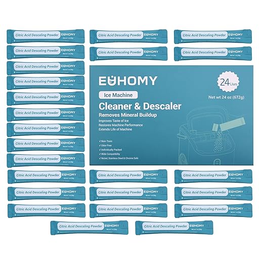 EUHOMY Ice Maker Cleaner &amp Descaler | 24 Use &amp Individually Packed | Ice Machine Cleaner with Organic Citric Acid Descaling Powder Ideal for All Brands