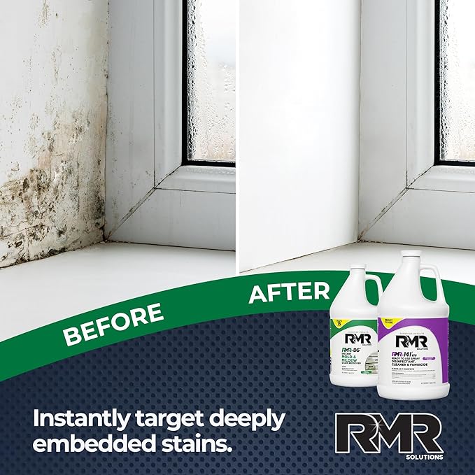 RMR Brands DIY Mold Remover Bundle - Complete Mold Killer &amp Stain Remover Bundle - Mold and Mildew Prevention Kit Disinfectant Spray Includes 2-1 Gallon Bottles