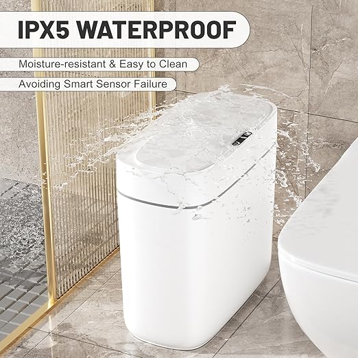 Small Trash Can for Bathroom 3.5 Gallon Automatic Touchless Trash Can with LidMotion Sensor Slim Garbage Can Waterproof Trash Bin Waste Basket for Bedroom Kitchen