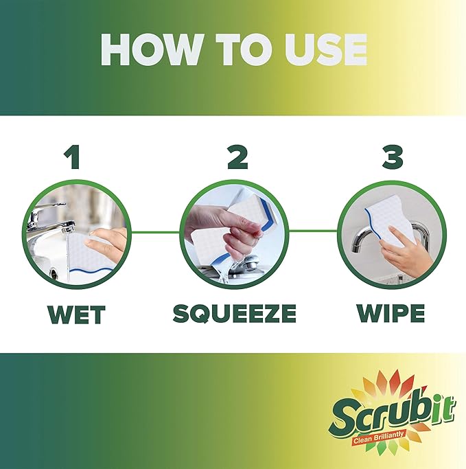 (25 Pack) Extra Durable Eraser Sponge by SCRUBIT - Kitchen Bathroom Floor &amp Wall Cleaner -Melamine Magic Cleaning Sponges - Extra Thick Erasers Best Cleaning Supplies for The Toughest Stains &a