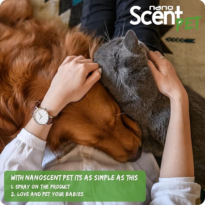 PET Odor Neutralizing Pet Freshening Spray Nano-Activated 98% Natural Alcohol-Free Grooming Spray for Dogs Cats &amp Fabrics Long-Lasting Touch-Release Fragrance - Spring Mist (200mL)