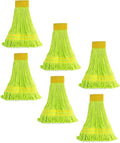 Matthew Cleaning Microfiber String Mop Heavy Duty Commercial Wet Mop Head ReplacementExcellent AbsorbencyPremium LaunderabilityReusable for HomeCommercial and Industrial Use(Green6Pack)
