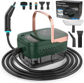 Steam Cleaner 2500W Home Handheld Grout Steam Cleaning Machine with 1.32QT Transparent Tank &amp 10 Attachments for Range Hood Stove Tile Upholstery Car Detailing &amp More (Green/Gold)