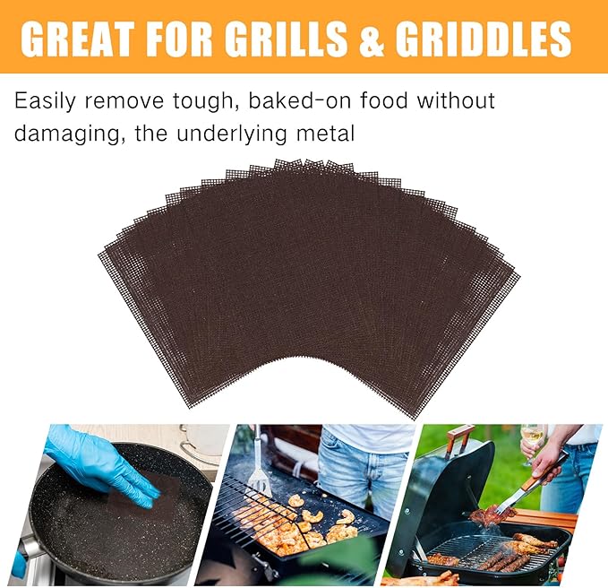 300 Pack Griddle 4x5.5'' Screen Grill Cleaning Screens Pre-treated Abrasive Mesh Pads for Flat Top Stainless Steel Griddle Cleaning Accessories Bundle
