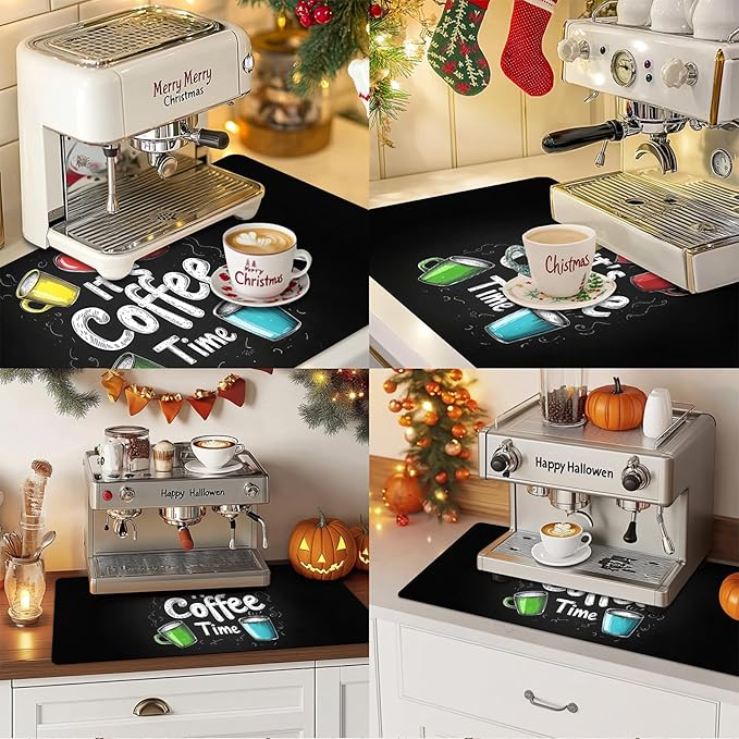 Dish Drying Mat Large Coffee Mat Absorbent Drying Mat for Kitchen Counter Coffee Bar Accessories 32x 17 (3 32Lx17W)