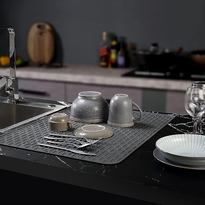 To encounter Silicone Dish Drying Mat - Extral Large 20 x 16 - Set of 2 Flexible Rubber Drying Mat Heat Resistant Silicone Trivet Countertop Mat Dish Draining Mat Sink Mat