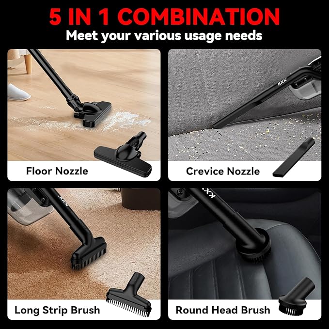 KXX Cordless Vacuum for Milwaukee M18 Battery 5 in 1 Handheld Electric Vacuum Cleaner with 500W Powerful Motor 46 CFM Portable Hand Vacuum with Filtration HEPA for Floor Carpet Car (Tool Only)