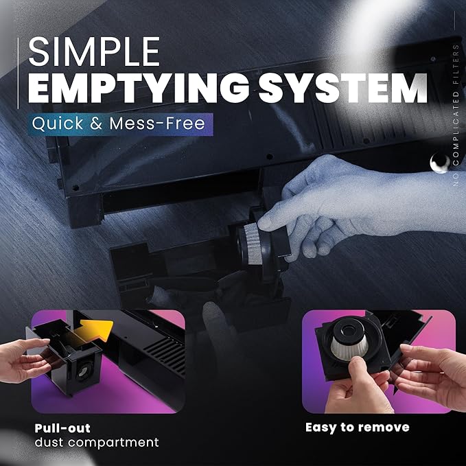 Teko Under-Counter Toe Kick Automatic Vacuum System Cordless Strong-Suction Vacuum Dustpan for Collecting Floor Debris Pet Hair Crumbs &amp Dust Slim Under-Cabinet Design – Easy to Operate - Blac