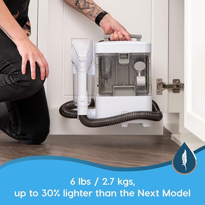IRIS USA Carpet Spot Cleaner Machine with Auto Spray for Low Pile Carpets Couch Sofa Upholstery Car DetailingShallow Berber Rug Lightweight Portable Chemical-Free Stain Remover 500mL Water Tank