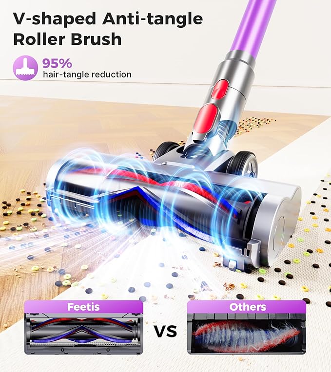 Cordless Vacuum Cleaner 550W 45Kpa Vacuum Cleaners for Home 60Mins Cordless Stick Vacuum with LED Display Self-Standing &amp Anti-Tangle 8-in-1 Wireless Vacuum for Carpet Pet Hair Hardfloor