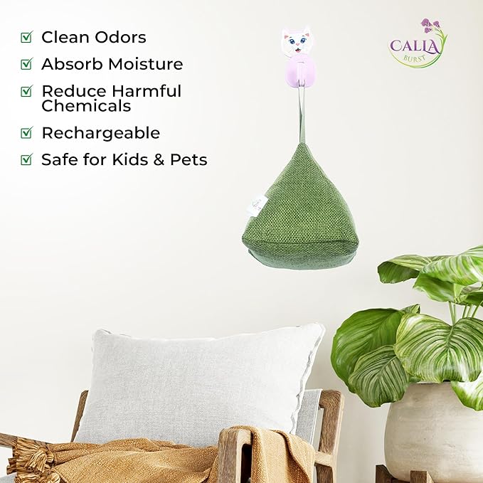 4 Pack Bamboo Charcoal Air Purifier Bags 200 Grams Each - Activated Charcoal Odor Absorber for Car Pets &amp Closet - Natural Freshener for Home Eco-Friendly &amp Reusable Charcoal Bags (Fall Colo