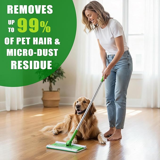 120ct Dry Sweeping Cloths Refills for Swiffer Sweeper Mop + Deluxe Heavy Duty Dry Sweeping Cloths Disposable Microfiber Duster Mop Pads for Cleaning Hardwood Floor Dust and Pet Hair