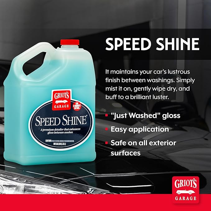 Griot's Garage Speed Shine for Car Detailing Quick Detailer for All Exterior Surfaces Trim and Wheels Provides a Glossy Finish 11148 One Gallon