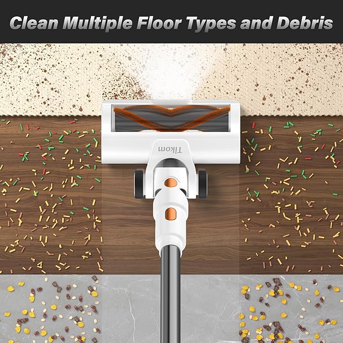 Tikom V500 Cordless Vacuum Cleaner for Home 40000Pa/450W Stick Vacuum with LED Touch Screen Charging Wall Dock Anti-Tangle Lightweight Handheld Vacuum for Pet Hair Hard Floor Carpet