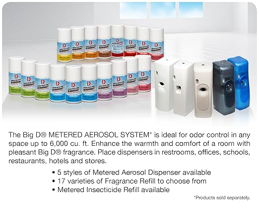 Big D 486 Concentrated Room Deodorant for Metered Aerosol Dispensers Calypso Lime Fragrance 7 oz (Pack of 12) - Air freshener ideal for restrooms offices schools restaurants hotels stores