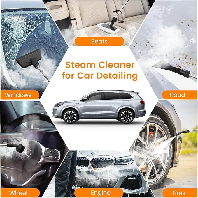 Pressurized Steam Cleaner 3-Level Adjustable Handheld Steamer Cleaning for Home 15s Fast Heat-Up &amp 47.3oz Tank 2500W Multi-Surface Portable Steamer for Home Kitchen &amp Bathroom