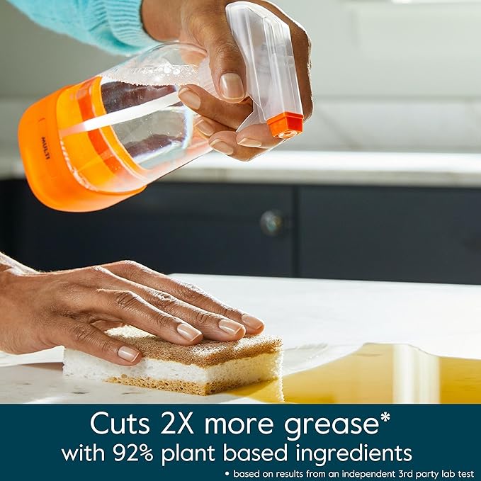 Grove Co. Multi-Purpose Cleaner Refill Concentrate (2 x 1 Oz) + Glass Spray Bottle (16 Oz) Plant-based Household Cleaning Supplies Bundle No Plastic Waste 100% Natural Orange &amp Rosemary Scent