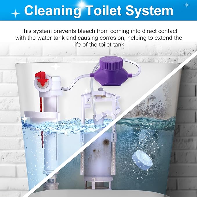 Meonum 2 Pack Toilet Cleaner System Automatic Toilet Cleaner Self Cleaning Bathroom Water Tank System for Automatic Remove Stains Mark Odors from Water Tank Septic Upgraded Version