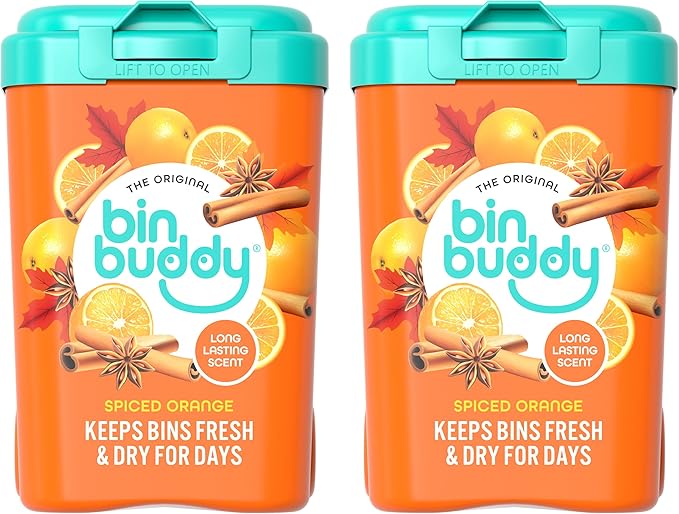 Bin Buddy Spiced Orange Pack of 2 - Leaves Your Bin Fresh and Smelling Great – Suitable for Indoor Kitchen Bathroom Compost Food Waste and Outdoor Wheelie Bins
