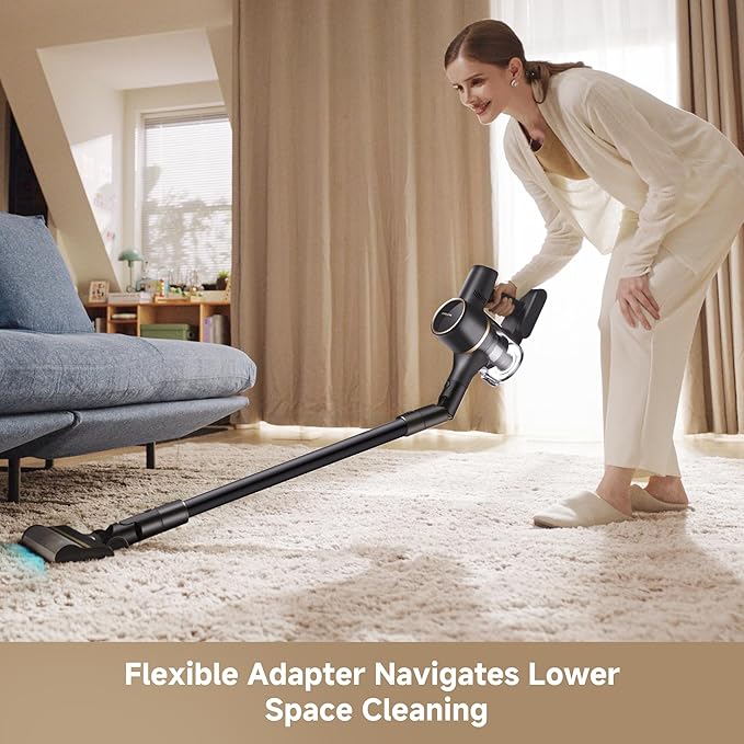 DREAME Cordless Stick Vacuum R20 Pure 150AW Powerful Suction Celeste LED Illumination Anti-Tangle Hard Floor &amp Carpet Cleaning Up to 90Min Runtime LED Screen Lightweight Versatile Attachme