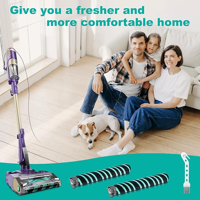 HZ4002 HZ4000 Soft Brush Roller Replacement Parts Compatible with Shark POWERDETECT Ultra-Light Corded Stick Vacuum with DuoClean Detect 3 Brushrolls 1 Cleaning Brush 566CU4000