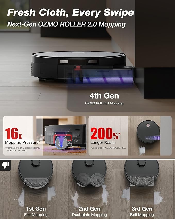 Yeedi S20 Infinity Robot Vacuum&ampMop with 19500Pa Blast Suction PowerBoost Charging OZMO Roller 2.0 Self-Washing Bagless OmniCyclone Station with Hot Mop Washing&ampHeat Drying AIVI 3D Naviga