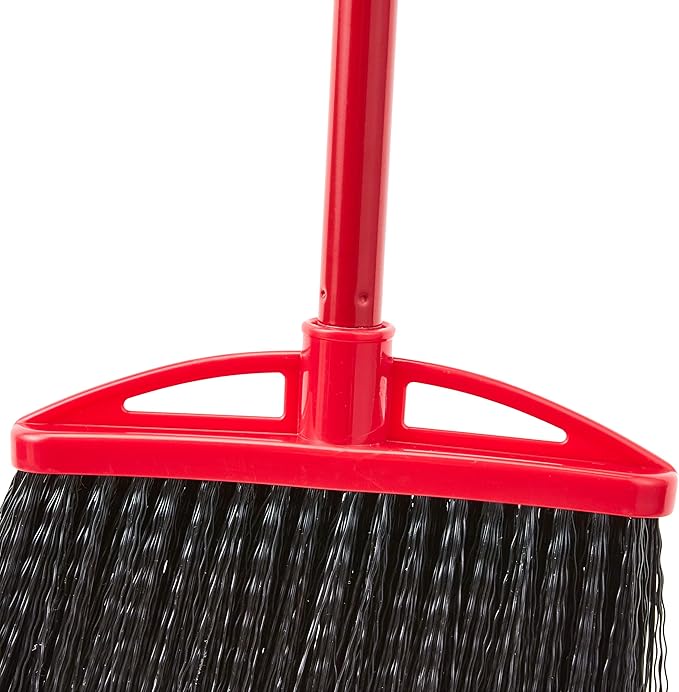Amazon Basics Angle Broom With Metal Handle for Floor Cleaning and Sweeping 11 inches Wide 6-Pack Black &amp Red