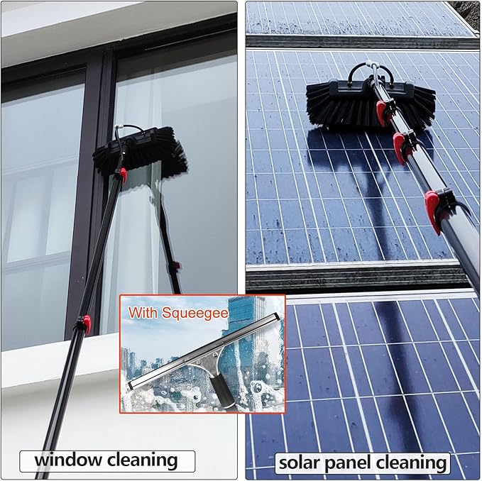 3.6-10.8M Window Cleaning Pole Hose Fed Water fed Telescopic Extendable Solar Panel Conservatory Brush Equipment Kit Window Roof Cleaning (7.2M)