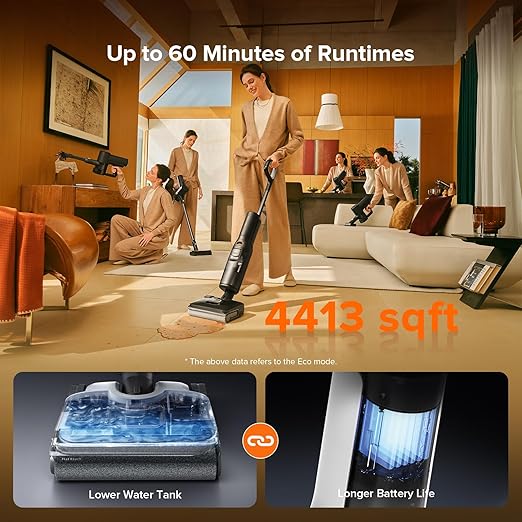 roborock F25 Combo Cordless Wet Dry Vacuum Cleaner 5-in-1 Stick Vacuum Mop with 180° Lie-Flat Floor Cleaner Machine with 194°F Hot Air Flash Drying &amp Self Cleaning Whole-House Cleaning