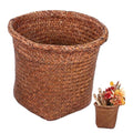Healifty Natural Straw Woven Wastebasket Small Office Trash Container Open Top Practical Waste Paper Basket Storage Bin for Home and Bedroom