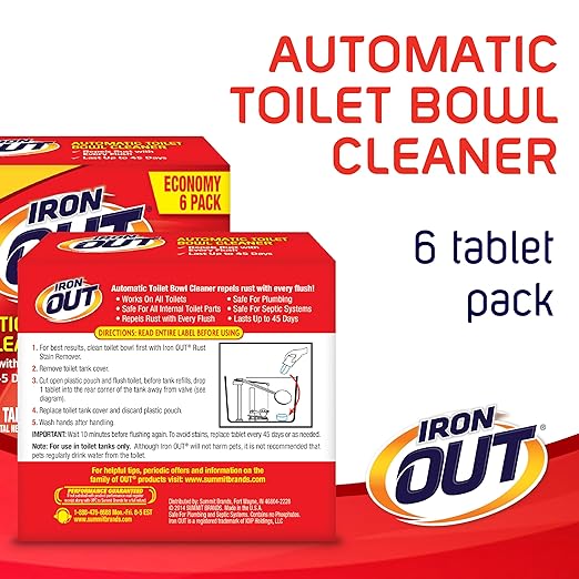 Iron OUT Automatic Toilet Bowl Cleaner Repel Rust and Hard Water Stains with Every Flush &amp Bissell Professional Pet Urine Elimator with Oxy and Febreze Carpet Cleaner Shampoo 48 Ounce