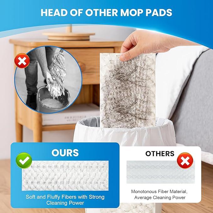 50 Pack Disposable Microfiber Cleaning Mop Pads for Bona Mop Series Heavy Duty Disposable Sweeping Pad Replacement Refill