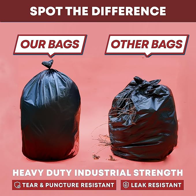 16-25 Gallon Trash Bags – Bulk 520 Count – Medium-Large Black Garbage Bags One Size Fits 16 20 25 Gal Trash Can Liners for Bathroom Kitchen Home Office &amp Commercial – Tear-Off Roll
