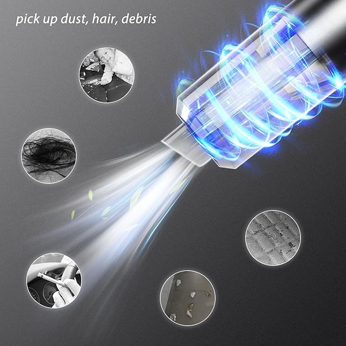 RQG Cordless Vacuum Cleaner Battery-Powered Suction Cleaning Tool for Home Car Portable 2 in 1 Blowing Cleaner with Nozzles for Carpet and Floor Pet Hair Cleaning