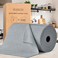 KitchLife Microfiber Cleaning Cloth Roll 100 Pack - Tear-Away Microfiber Paper Towels Lint-Free Reusable Washable for Kitchen Car Dishes and Sensitive Surfaces (Dark Gray)