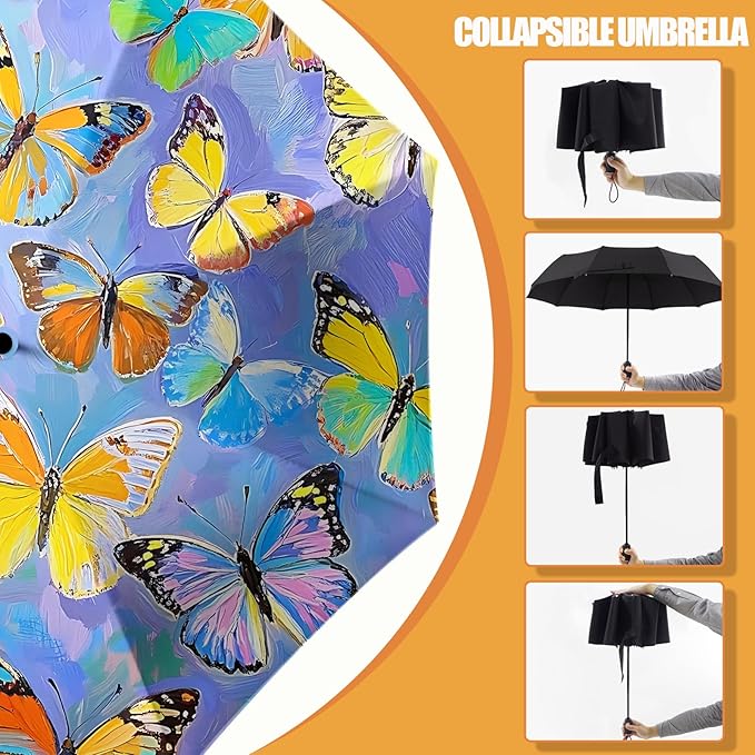 Small Compact Travel Automatic Folding Umbrella for Women Portable Lightweight Rain Wind UV Sun Shade
