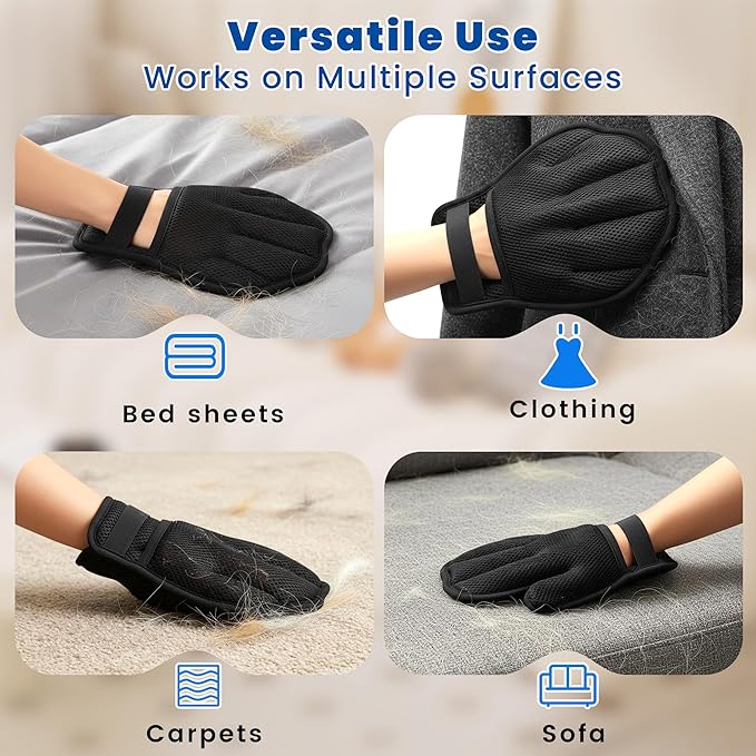 Pet Hair Removal Gloves Reusable Electrostatic Pet Removal Gloves for Cats &amp Dogs Magic Brush Pet Hair Remover Tool for Couch CarpetLaundrySofa(2 PK)