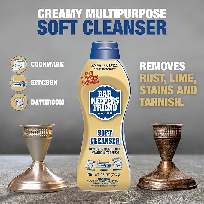 Bar Keepers Friend Soft Cleanser (26 oz) MORE Spray + Foam (25.4 oz) Multipurpose Cleaner Bundle Stain &amp Rust Remover for Multi Surface Bathroom Kitchen &amp Outdoor Cleaning
