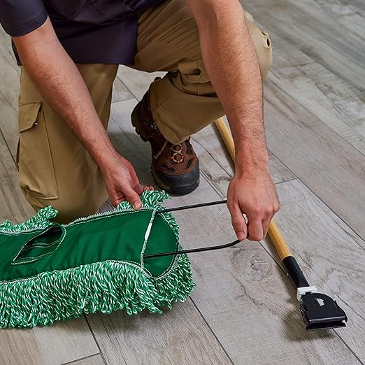Rubbermaid Commercial Products Microfiber Blend Looped-End-Dust Mop 36-Inch Green Heavy Duty Head Replacement for Floor Cleaning Office/School/Stadium/Lobby/Restaurant