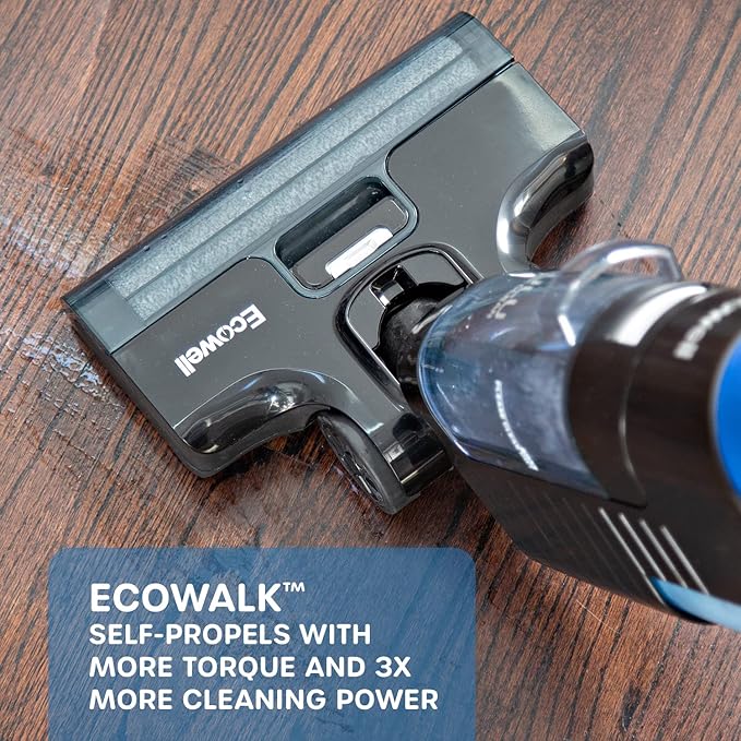 Ecowell Cordless Wet Dry Vacuum Cleaner Multi-Surface Air-Drying Digital Display for Hard Floors LULU Quick Clean P05 Blue